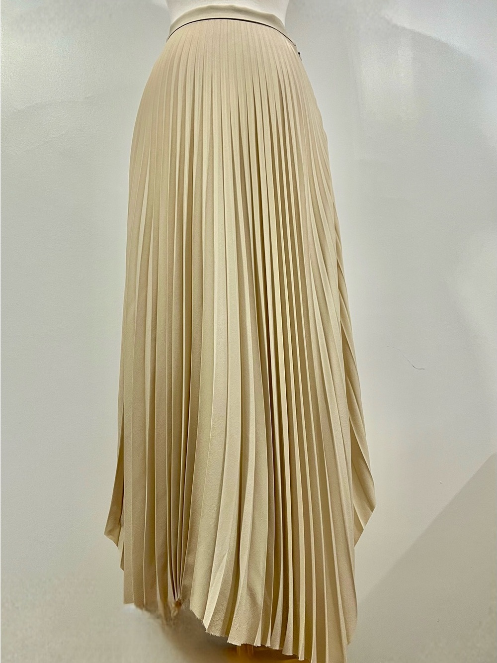 Helmut Lang Beige Pleated Maxi Skirt